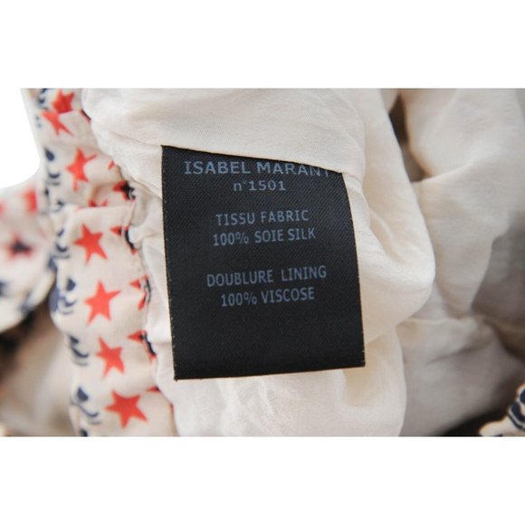 Isabell Marant Etoile Star Bird Print Mel Shorts Size 38 Cream Red Silk - Picture 9 of 11